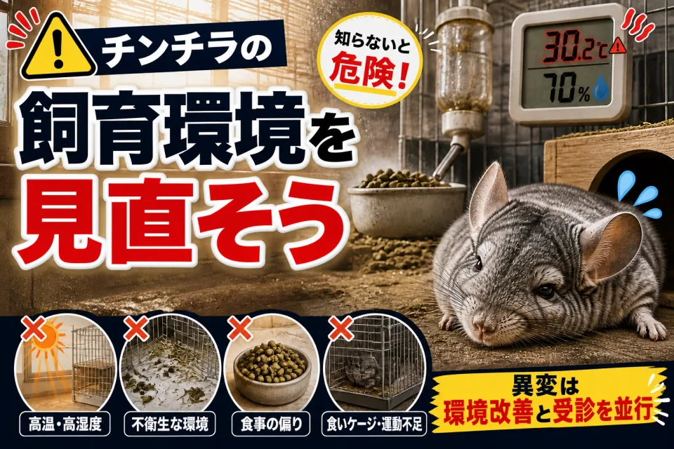 チンチラの飼育環境を点検する温湿度・食事・床と休息場所の確認ポイント