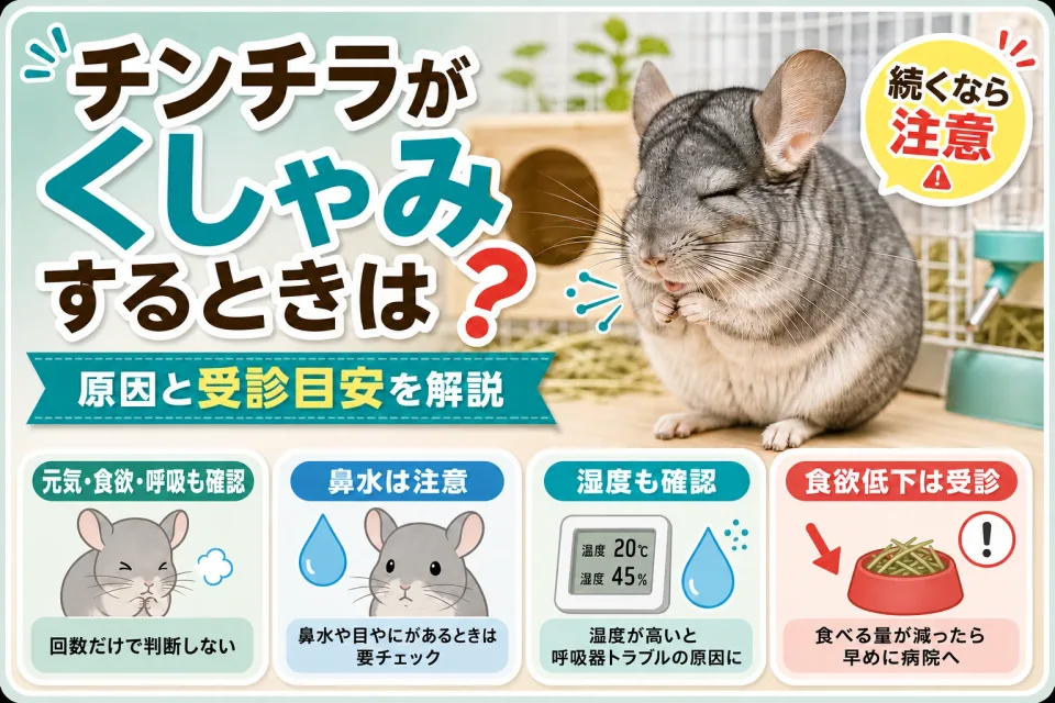 チンチラがくしゃみをする原因と受診の目安