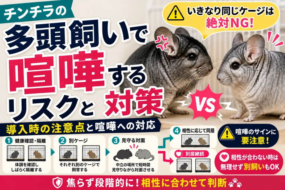チンチラの多頭飼い|導入時の注意点と喧嘩への対応