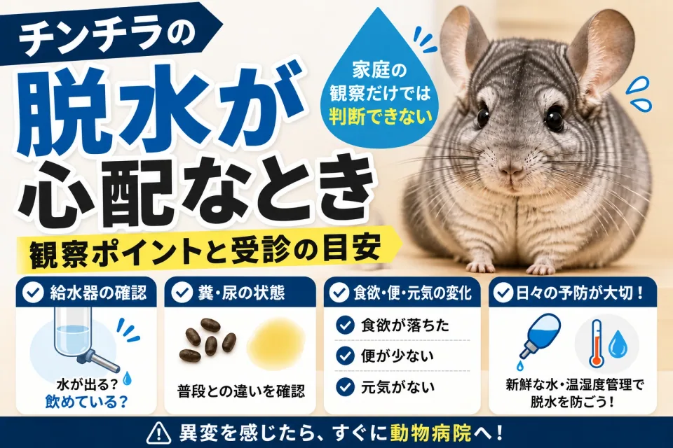 チンチラの脱水が心配なとき｜観察ポイントと受診の目安