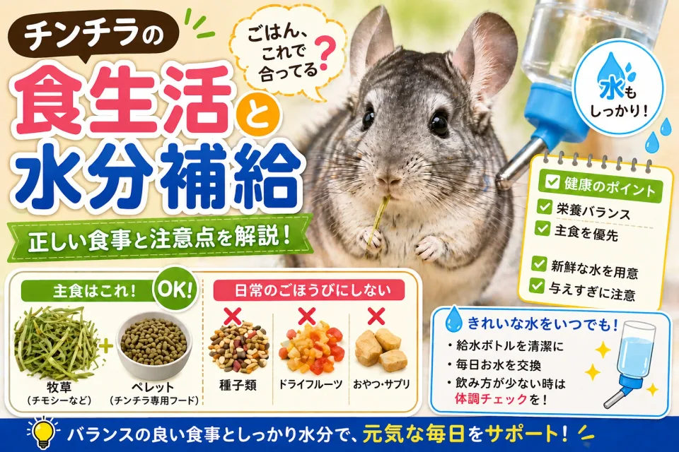 チンチラの食事と水分補給｜毎日の与え方と注意点